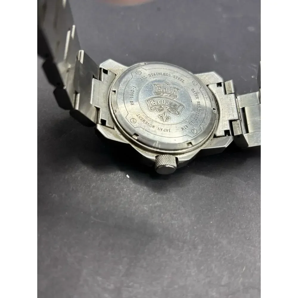 Rock Revival Mens Stainless Steel Heavy Watch New Battery Time And Date